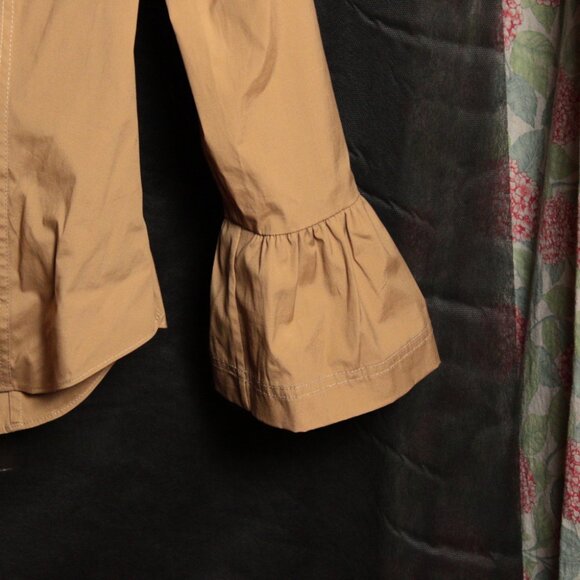 Veronica Beard Tan Button Up Bell Sleeves 00 - Picture 6 of 10